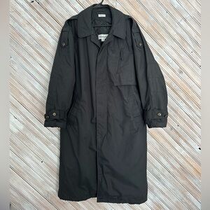 Vintage Moores Women's Black Trench Coat Quilted Interior Chorus Buttons